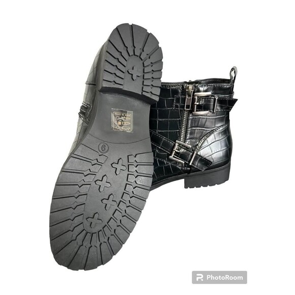 Tinstree Women's Round Toe Low Heel Slouchy Bootie Side Zipper & Buckle Strap 9 - Picture 7 of 9